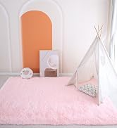 CAIYUECS Soft Fluffy Pink Rug for Bedroom, 3x5 Feet Fuzzy Shag Area Rugs for Living Room,Large Co...