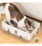 Conlun Cat Scratcher Box with Heavy-Duty Double-Sided Cardboard Pad, Cardboard Lounger, Interacti...