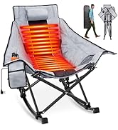 Suteck Heated Rocking Camping Chair, XL Oversized Rocking Chair Outdoor with 3 Heat Levels for Ba...