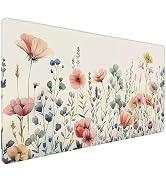 Buslint Mouse Pad, Watercolor Floral Design, XXL Gaming Desk Mat 35.4 x 15.7 Inches, Non-Slip Rub...