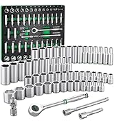 SK 3/8" Drive Socket Set with 160-P Ratchet, 56-Piece, SAE & Metric, SuperKrome Finish, Premium C...