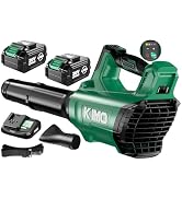 KIMO Leaf Blower Cordless with Battery and Charger, 650CFM 160MPH, Turbo Mode and 4 Speeds, Brush...