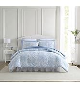 Laura Ashley - Queen Comforter Set, Soft & Reversible Cotton Floral Bedding with a Medium Weight ...