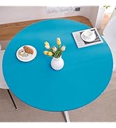 HOMOHEINI Round Tablecloth with Elastic, Fitted Table Cloths for 45"-56" Tables,Stretch Spandex W...