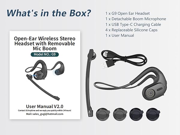 BANIGIPA Bluetooth 5.4 Headsets with Microphone Noise Cancelling Open Ear Headphones for Calling