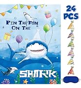 WERNNSAI Pin The Fin on The Shark Party Games - Under The Sea Birthday Decorations Shark Party Ga...