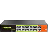 16 Port PoE Switch with 2 Gigabit Uplink, 250W Rack Mount Ethernet Switch, IEEE 802.3af/at, 30W/P...