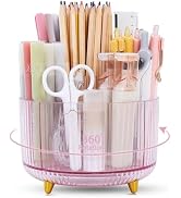 SKYDUE Rotating Pencil Pen Holder, Pen Organizer with 5 Slots - Aesthetic Desk Organizer and Acce...