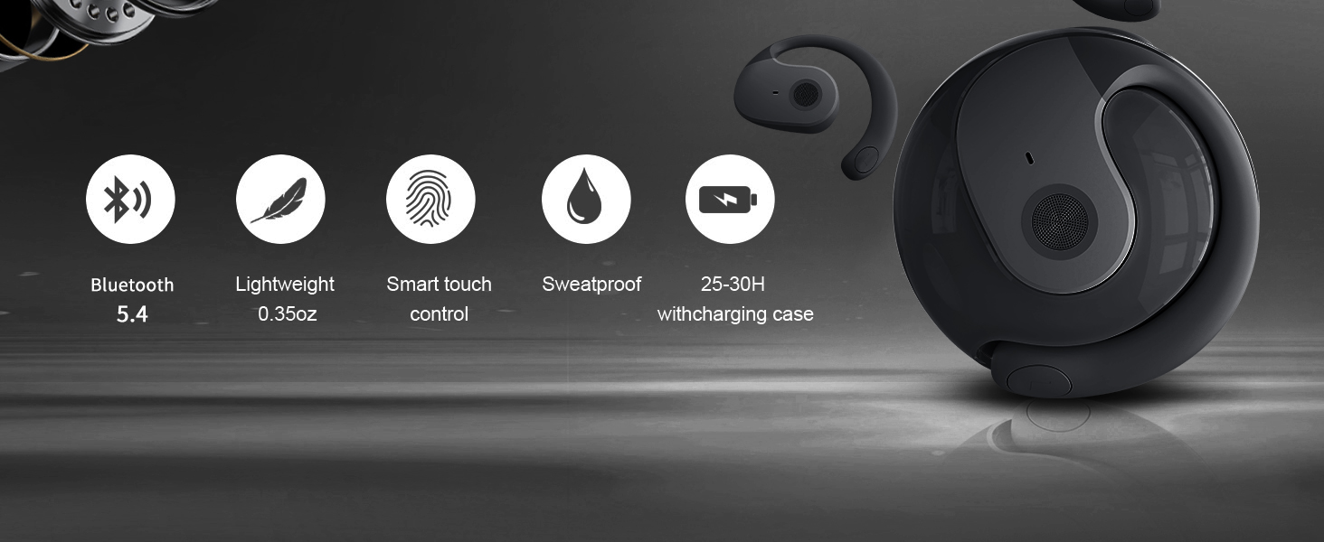 Bluetooth 5.4 Comfortable lightweight Earphones Smart touch water proof Long playtime
