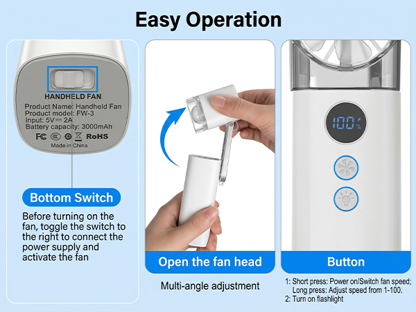 Portable mini handheld fan