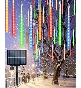 Solar Meteor Shower Icicle Lights 20 Tubes 480 LED Raindrop Lights with Timer Function Falling Ra...