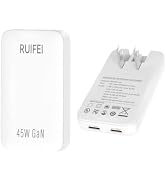 45W Flat USB C Wall Charger,2-Ports PPS GaN Android Phone Charger Block,Super Fast Charging for S...