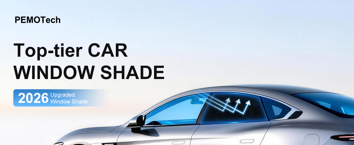 Text reads 'Image 2', 'PEMOTech', 'Top-tier CAR', 'WINDOW SHADE'. Automotive accessory images showing what appears to be window or sunshade products.