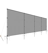Windscreen4less Outdoor Fence Fencing Kit with Poles Ground Spikes Privacy Fence for Dog Yard Poo...