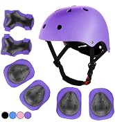 Kids Bike Helmet Set Skateboard Knee Pads, Helmet Pad Set Protective Gear Set Adjustable for Girl...