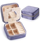 VOMNA Plush Velvet Travel Jewelry Case, Mini Jewelry Box, Small Jewelry Organizer Portable Displa...