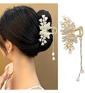 1 Pack Big Butterfly Hair Claw Clip Metal Gold Hair Clips Crystal Rhinestone Butterfly Claw Clips...
