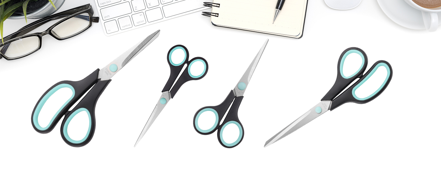 Multi-Size Ambidextrous Stainless Steel Scissors for School, Office & DIY Craft