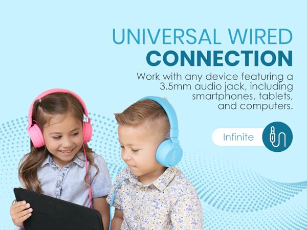 Child-safe headphones with 85dB max volume lightweight frame noise-induced hearing loss prevention