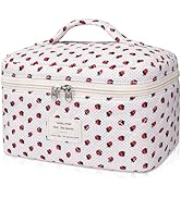 Gosect Large Makeup Bag, Cute Cosmetic Bag for Women Girls, Floral Coquette Aesthetic Toiletry Ba...