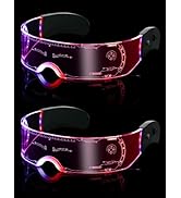 JIMIMORO Cool LED Light Up Glasses - 7 Color & 4 Modes Cyberpunk Futuristic Sunglasses Luminous V...
