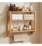 Goaste Bamboo Over The Toilet Storage Shelf, 3-Tier Wall Mounted Bamboo Rack Organizer, Floating ...