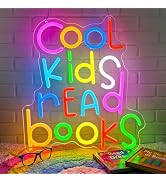 Astuddy Cool Kids Read Books Neon Sign,Neon Sign for Classroom,LED Reading Neon Light for Kids Ro...