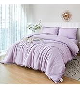 PERFEMET 5 Pieces Lavender Purple Comforter Set Twin Aesthetic Boho Solid Bed Comforter Sheet Set...