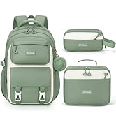 Fimibuke Backpacks for Girls, 3 PCS Waterproof School Backpack with Lunch Box & Pencil Pouch for ...