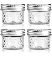 MOLADRI 4 oz/120 ml Clear Glass Storage Canister with Airtight Lid, 4 Pack Small Cute Decorative ...