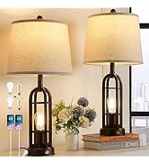 SRJJA 28.2" Table Lamps for Living Room Set of 2, Farmhouse Lamps for Bedroom with Oil Rubbed Bro...
