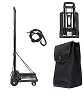 Folding Hand Truck Portable Lightweight Dolly, 110 lbs Utility Cart with Telescoping Handle, 4 Wh...