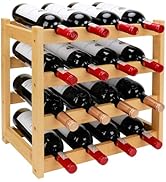 Thalomely Bamboo Wine Rack, 4-Tier 16 Bottles Wine Storage Cabinet Shelf, Easy-Assembly Freestand...