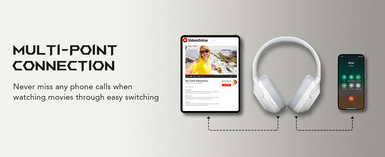 Two smart devices can connect to the Black Shark over-ear headset at the same time