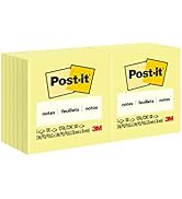 Post-it Notes 3x3 in, 12 Pads, America's #1 Favorite Sticky Notes, Canary Yellow, Clean Removal, ...