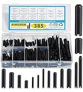 AIMUNOK 385PCS Roll Pin Set - 26 Sizes Spring Dowel Tension Roll Pins - 1/8 1/4 3/8 1/16 5/64 3/3...