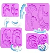 Ocean Wave Silicone Molds, 4 Pieces Wave Swirls Pattern Resin Casting Molds,for ondant Cake Decor...