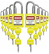 TRADESAFE Lockout Tagout Locks Set - 10 Yellow Loto Locks, Lockout Locks Keyed Different, 2 Keys ...