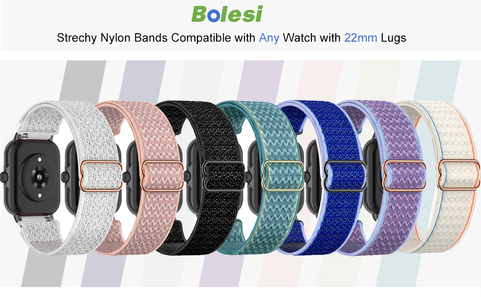 strechy nylon bands compatible with any watch with 22mm lugs