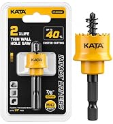 KATA 7/8" Bi-Metal Thin Wall Hole Saw for Thin-Gauge Metal, Plastic, PVC | M42 Impact Hole Saw wi...