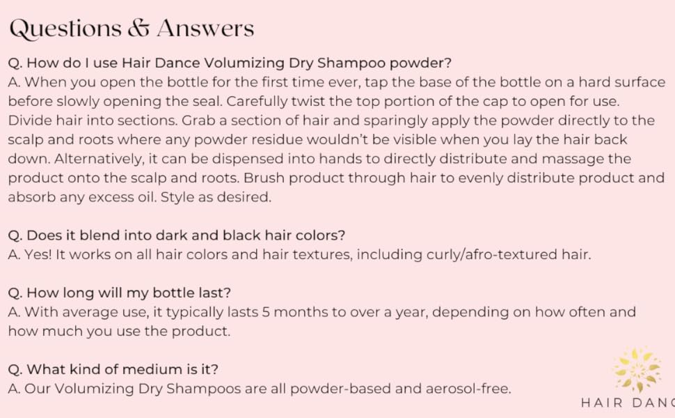 Hair Dance Q & A - Volumizing Dry Shampoo