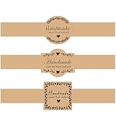 YEWROXY Handmade Soap Labels, 60PCS Brown Kraft Soap Wrappers Sticker Handcraft Soap Business Pac...