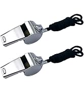 BEADNOVA Stainless Steel Whistles with Lanyard Lifeguard Whistle Referee Whistle Metal Whistle Sp...