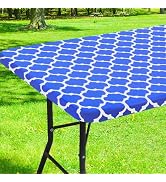 Smiry Rectangle Picnic Table Cover, Waterproof Elastic Fitted Camping Tablecloths for 6 Foot Tabl...