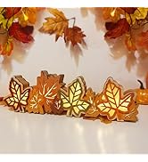 Lighted Fall Maple Leaves Decorations for Home, Table Centerpieces Thanksgiving Wooden Maple Leaf...