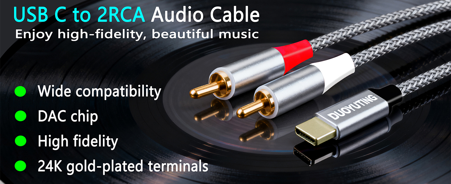 USB-C to 2RCA Audio Cable