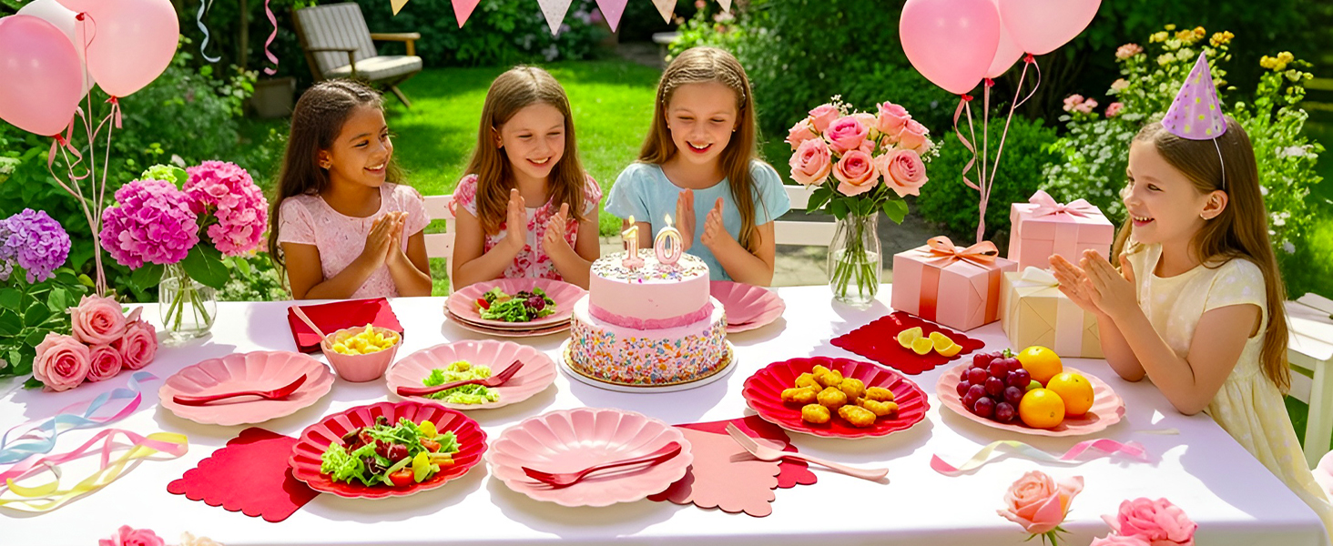 60Pcs Pink Plates and Napkins Kit