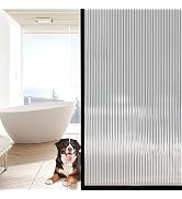 HTVRONT Reeded Glass Window Film - 17.5 x78 in 3D Decorative Frosted Window Privacy Film, Static ...