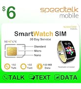 SpeedTalk Mobile $6 SIM Card for Smartwatches | 150 Minutes Talk, 150 Texts, 150MB Data | 30-Day ...