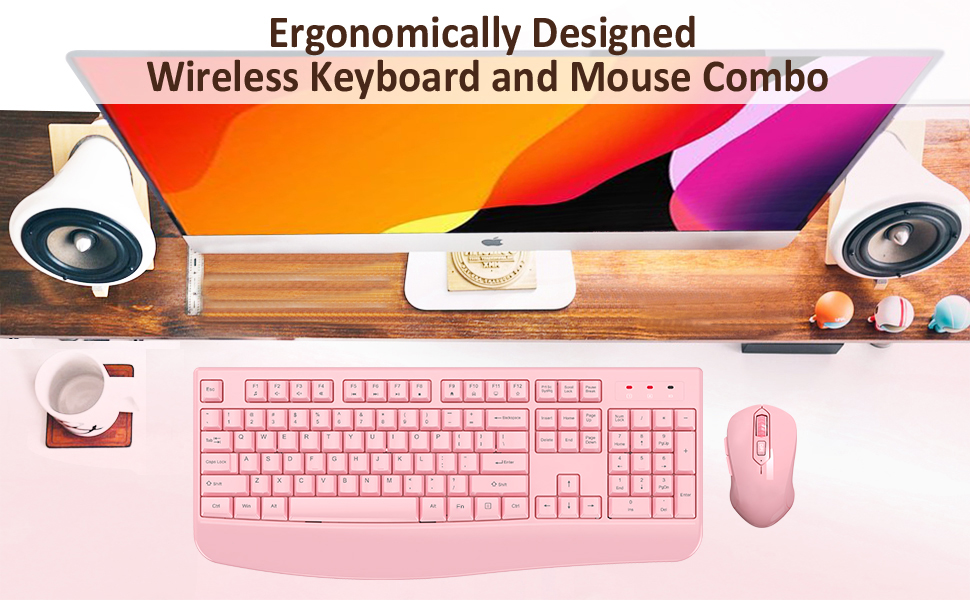 Ergonomically Designed Wireless Keyboard and Mouse Combo